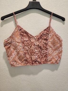 American Eagle Outfitters Rose-Pink Floral Button Cami